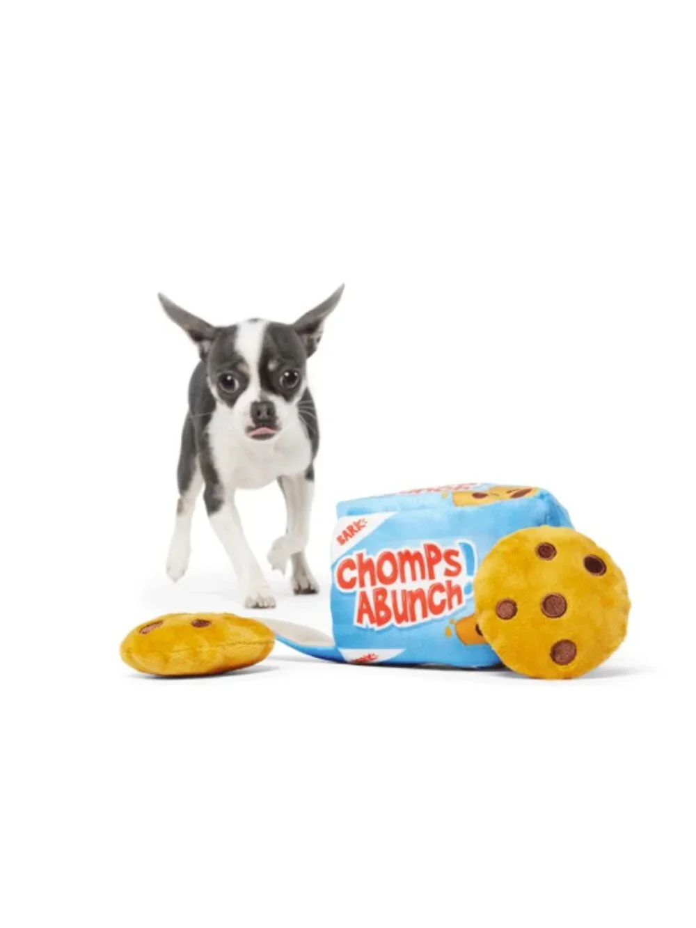 BARK Chomps Abunch Plush Cookie Box Dog Toy Squeaky Hide & Seek Treats